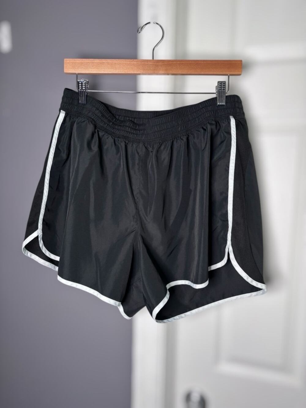 Just My Size Black Running Shorts White Trim 2X